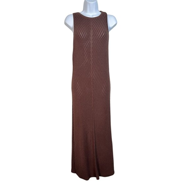DISSH Bloom Chocolate Crochet Maxi Dress Knit Fitted Sleeveless Brown Large - Picture 8 of 14